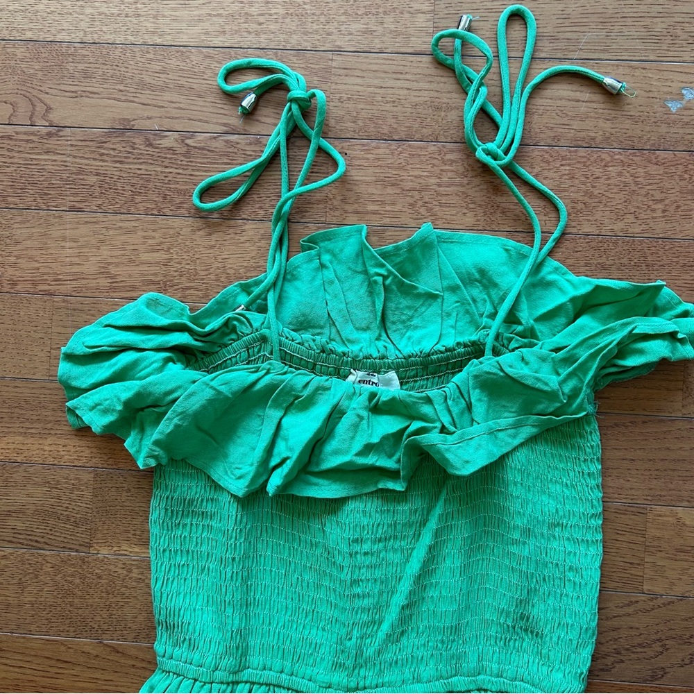 Entro Ruffle Mini Green Dress - Picture 2 of 4